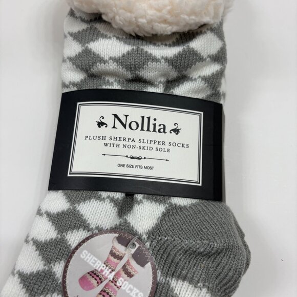 Sherpa Non-Skid Heavy Socks - Gray /White - Adult Unisex - OS - NWT - Picture 3 of 6